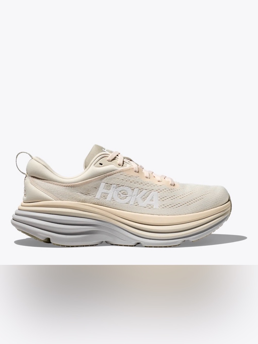 HOKA Bondi 8 Supportive Sand / Eggnog Cream Running Shoes 1123202 SSEG Men’s 9D